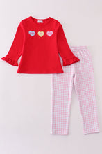 Load image into Gallery viewer, Premium red valentine heart applique girl set
