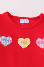 Load image into Gallery viewer, Premium red valentine heart applique girl set
