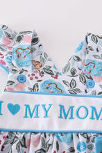 Load image into Gallery viewer, Premium blue floral I love mom embroidery bloomer set
