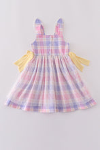 Load image into Gallery viewer, Premium pink bunny bow plaid dress
