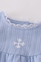 Load image into Gallery viewer, Premium blue cross embroidery dress
