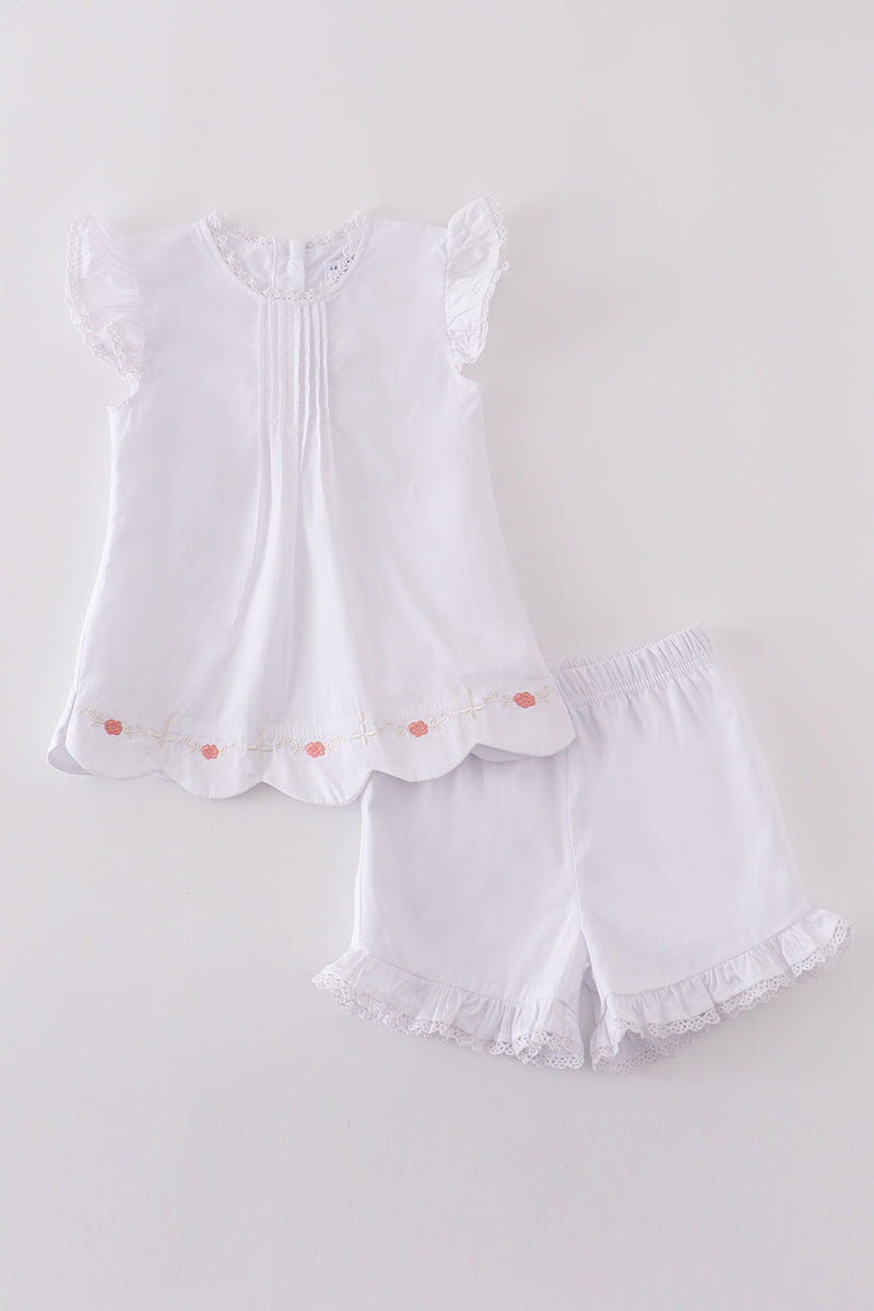 Premium white floral embroidery set