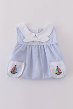 Load image into Gallery viewer, Premium Blue sailboat embroidery bloomer set
