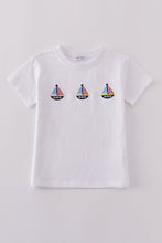 Load image into Gallery viewer, Premium Blue sailboat embroidery top
