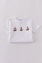 Load image into Gallery viewer, Premium Blue sailboat embroidery top
