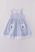 Load image into Gallery viewer, Premium Blue sailboat embroidery dress
