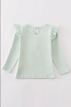 Load image into Gallery viewer, Platinum Green ruffle girl top
