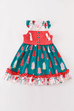 Load image into Gallery viewer, Platinum Red christmas tree plaid ruffle dress
