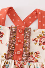 Load image into Gallery viewer, Platinum rust floral print  apron ruffle dress
