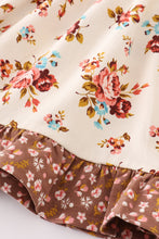 Load image into Gallery viewer, Platinum rust floral print  apron ruffle dress
