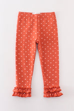 Load image into Gallery viewer, Platinum rust dot ruffle girl pants
