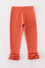 Load image into Gallery viewer, Platinum rust dot ruffle girl pants
