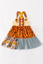 Load image into Gallery viewer, Platinum Yellow halloween print apron dress
