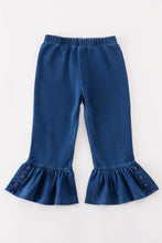 Load image into Gallery viewer, Platinum Indigo ruffle girl  pants
