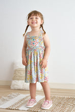 Load image into Gallery viewer, Platinum floral print strap girls dress
