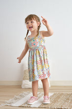 Load image into Gallery viewer, Platinum floral print strap girls dress
