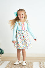 Load image into Gallery viewer, Platinum mint floral print girl dress
