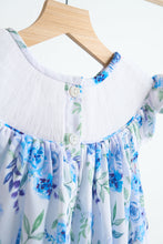 Load image into Gallery viewer, Blue rose hand smocked print dress
