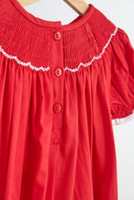 Load image into Gallery viewer, Red candy hand smocked girl romper
