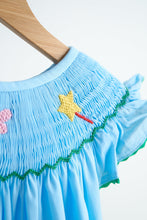 Load image into Gallery viewer, Blue fairy hand smocked dress
