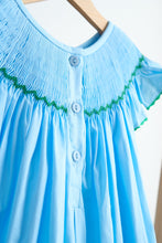 Load image into Gallery viewer, Blue fairy hand smocked dress
