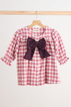 Load image into Gallery viewer, Pink gingham flannel bow dress
