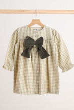 Load image into Gallery viewer, Green gingham flannel bow dress
