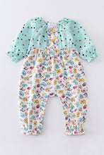 Load image into Gallery viewer, Platinum mint floral print baby girl romper
