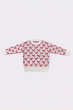 Load image into Gallery viewer, Cream &amp; Pink bow tie girl sweater
