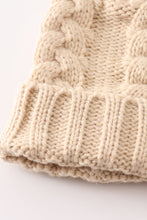 Load image into Gallery viewer, Beige pompom  cable beanie
