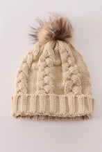 Load image into Gallery viewer, Beige pompom  cable beanie
