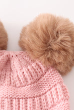 Load image into Gallery viewer, Pink double pompom cable beanie
