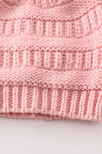 Load image into Gallery viewer, Pink double pompom cable beanie
