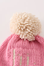 Load image into Gallery viewer, Pink pompom hi cable beanie
