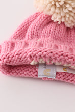 Load image into Gallery viewer, Pink pompom hi cable beanie
