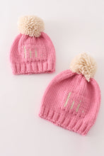 Load image into Gallery viewer, Pink pompom hi cable beanie
