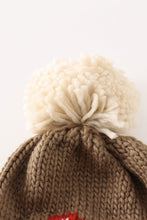 Load image into Gallery viewer, Brown pompom mushroom cable beanie
