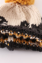 Load image into Gallery viewer, Black pompom dinosaur cable beanie
