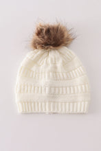 Load image into Gallery viewer, Ivory pompom cable beanie
