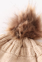 Load image into Gallery viewer, Beige pompom cable beanie
