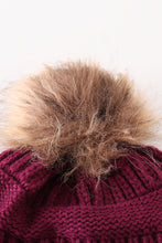 Load image into Gallery viewer, Violet pompom cable beanie
