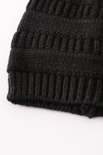 Load image into Gallery viewer, Black pompom cable beanie
