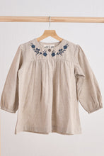 Load image into Gallery viewer, Gray floral embroidery linen girl dress
