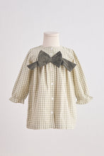 Load image into Gallery viewer, Green gingham flannel bow dress
