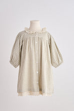 Load image into Gallery viewer, Green gingham flannel lace dress
