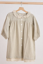 Load image into Gallery viewer, Green gingham flannel lace dress
