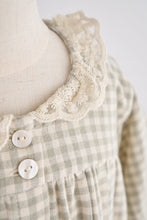 Load image into Gallery viewer, Green gingham flannel lace dress
