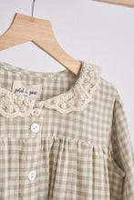 Load image into Gallery viewer, Green gingham flannel lace dress
