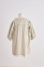 Load image into Gallery viewer, Green gingham flannel lace dress
