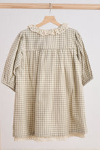 Load image into Gallery viewer, Green gingham flannel lace dress
